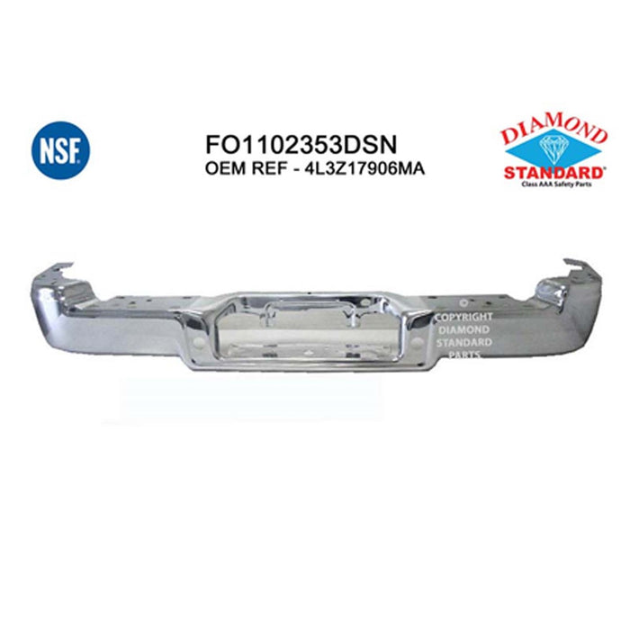 Ford F-150 Rear Bumper Face Bar New Design W/O Park Sensor Bright - FO1102353