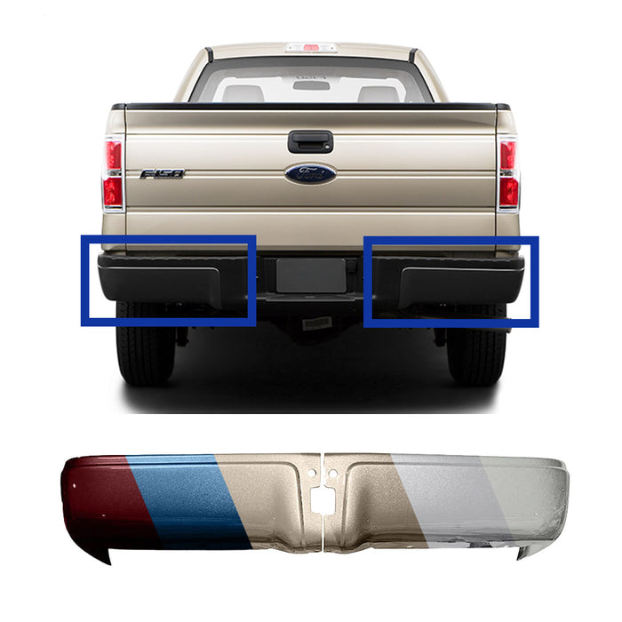 Ford F-150 OEM Rear Bumper Ends Without Sensor Holes - 9L3Z17906CPTM