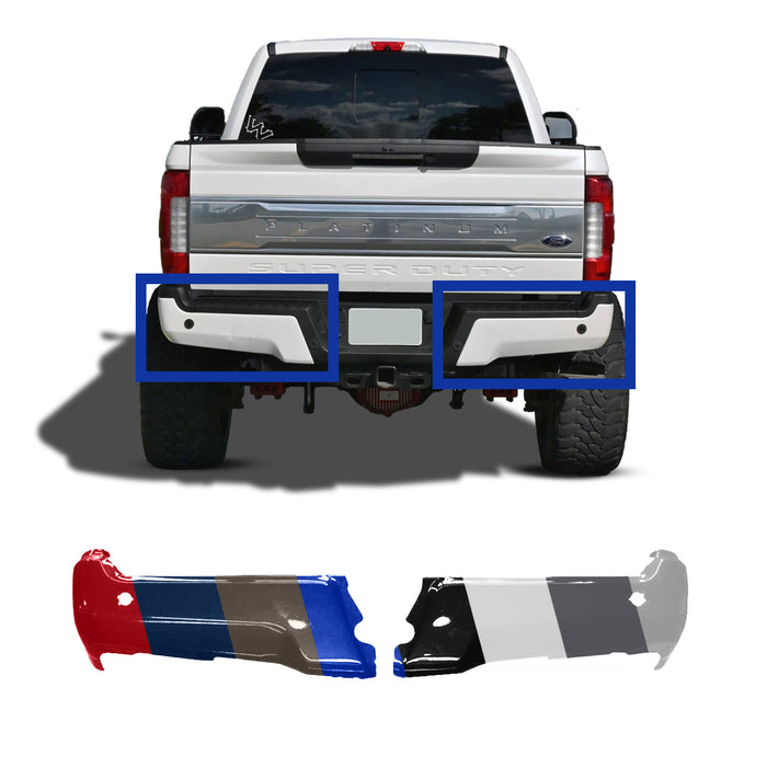 Ford F250/F350/F450/F550 CAPA Certified Rear Bumper Ends With Sensor Holes - FO1102385C