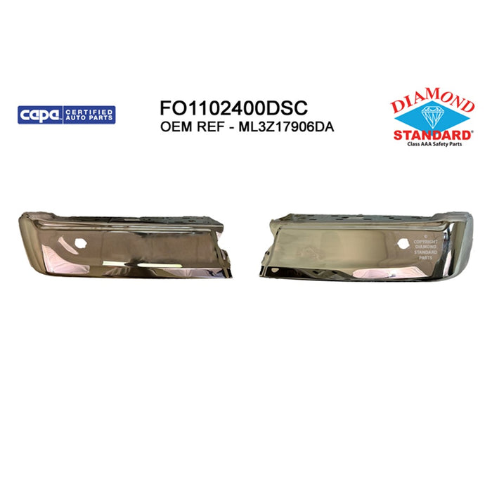 Ford F-150 Rear Bumper Face Bar W/Rear Parking Aid W/O Active Park Assist Chrome - FO1102400