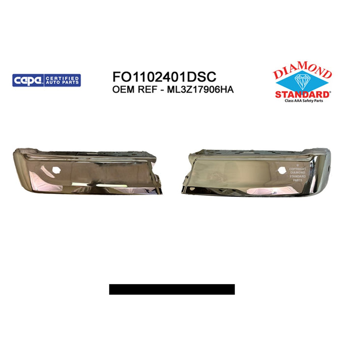 Ford F-150 Rear Bumper Face Bar W/Rear Parking Aid W/Active Park Assist Chrome - FO1102401