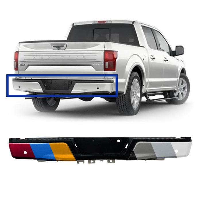 Ford F-150 Rear Bumper Assembly With Sensor Holes & Without Tow Hitch Included - FO1103194