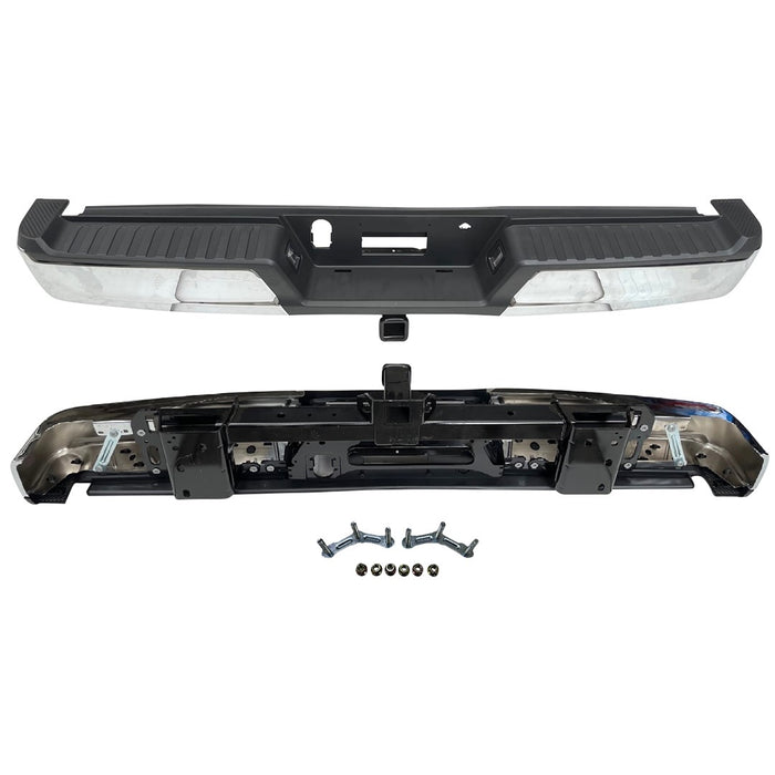 Ford F-150 Rear Bumper Assembly W/Towing Pkg W/Med/Hvy Duty W/O Parking Aid W/Lamps Chrome - FO1103247