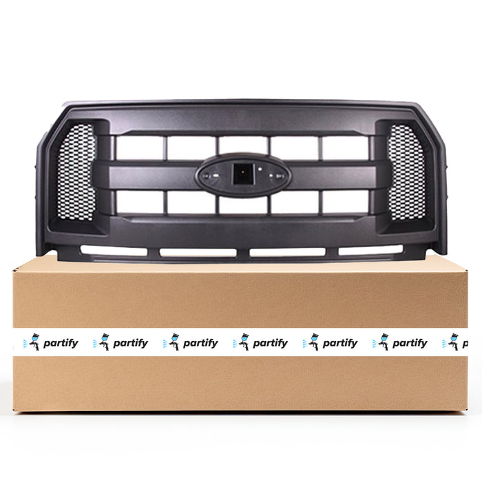 Ford Pickup F150 Grille Black 3 Bar Style With Black Mesh - FO1200583
