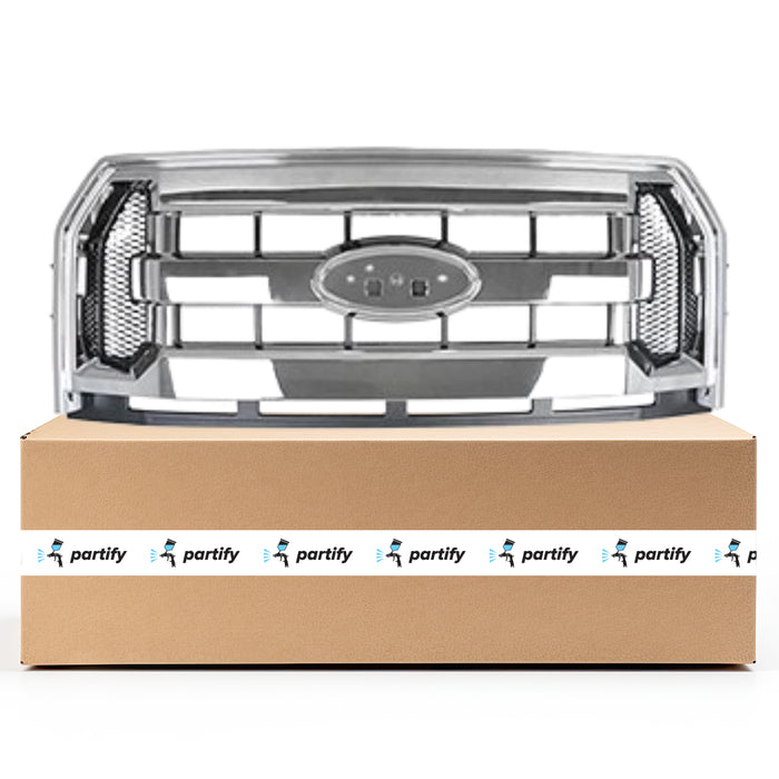 Ford Pickup F150 CAPA Certified Grille Chrome 3 Bar Style With Black Mesh - FO1200584C