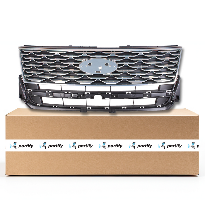 Ford Explorer CAPA Certified Grille Matte Black With Chrome Moulding Platinum Model - FO1200628C