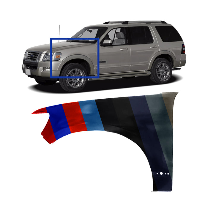 Ford Explorer XLS CAPA Certified Driver Side Fender Without Wheel Molding Holes - FO1240247C