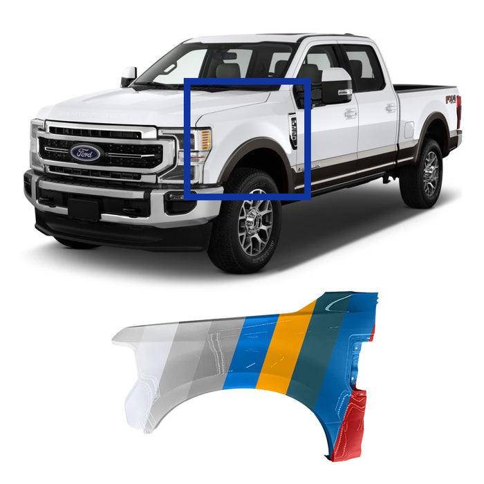 Ford F250/F350/F450/F550 CAPA Certified Driver Side Fender Without Molding Holes - FO1240330C