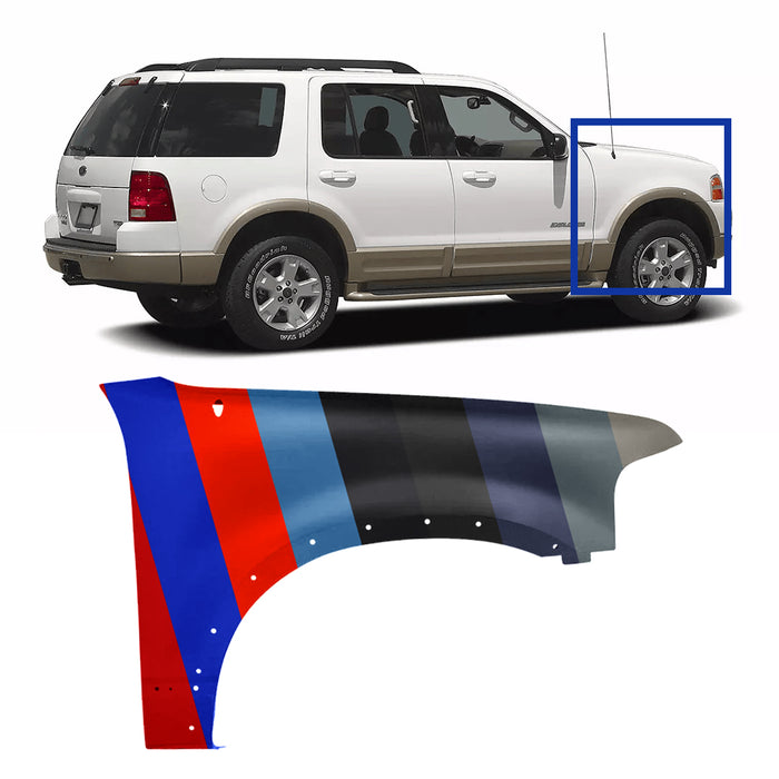 Ford Explorer CAPA Certified Passenger Side Fender With Wheel Molding Holes - FO1241223C