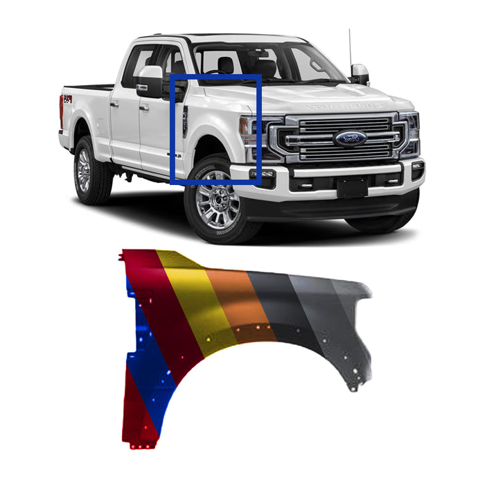 Ford F250/F350/F450/F550 CAPA Certified Passenger Side Fender With Molding Holes - FO1241332C