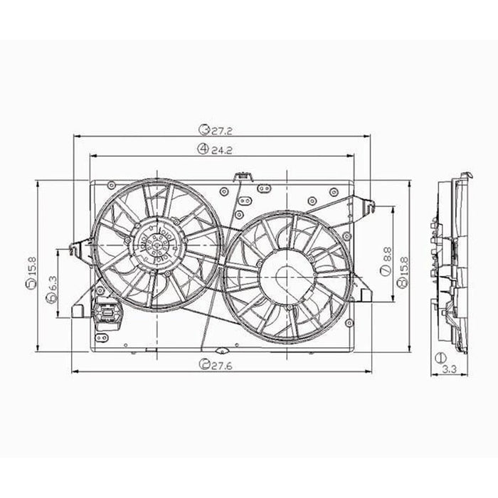 Ford Contour Base/GL/LX/Power/SE/Sport/Mercury Mystique LS Engine Cooling Fan Assembly 2.5L V6/2L L4 - FO3115115