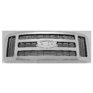 Ford Pickup F450 Superduty OEM Grille Matte-Dk Gray With Chrome Frame Xlt/Lariat Model - 7C3Z8200BA