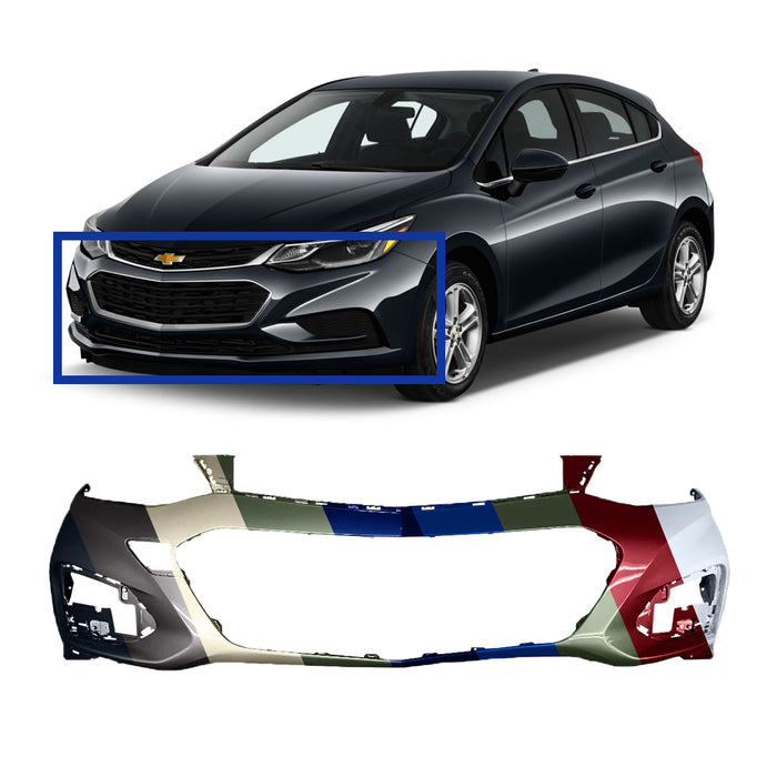 Chevrolet Cruze RS Sedan/Hatchback CAPA Certified Front Bumper Without Sensor Holes - GM1000A02C