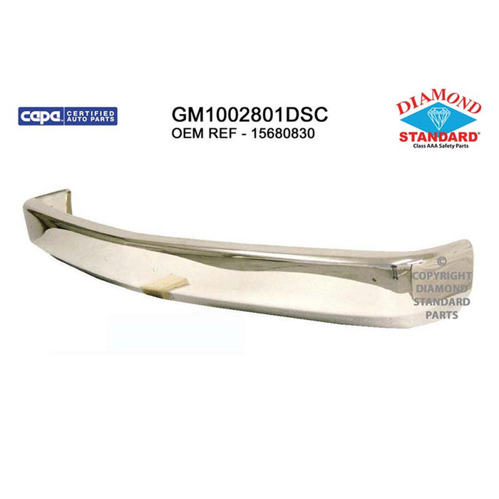 GMC C1500/C2500/C3500/K1500/K2500/K3500/Yukon/Sport/Chevrolet Blazer/C1500/C2500/C3500/K1500/K2500/K3500/R20/Tahoe Z71 Front Bumper Face Bar W/License Holes W/O Impact Strip Or Guards Bright - GM1002801
