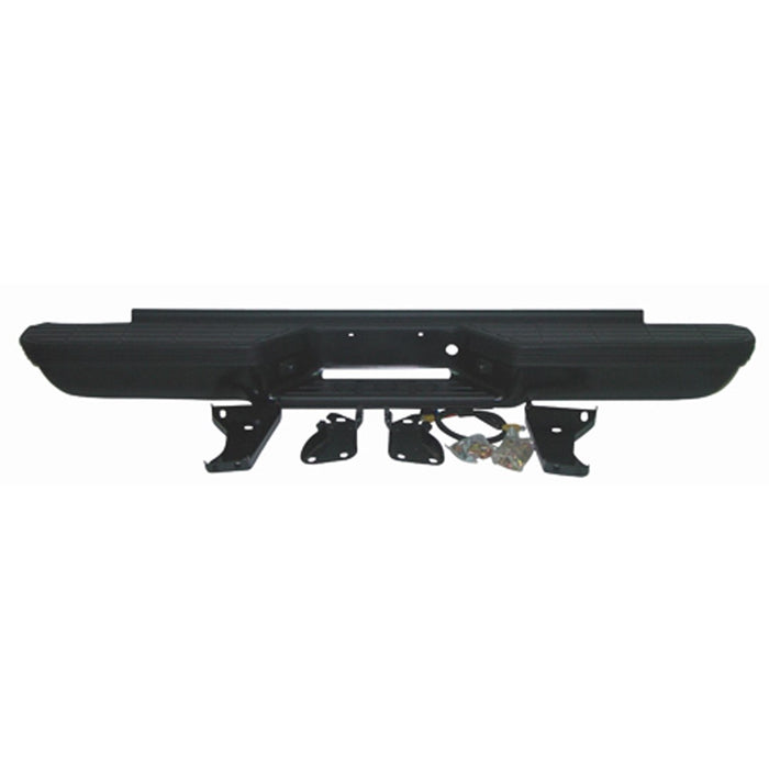 Chevrolet C1500/C2500/C3500/K1500/K2500/K3500/GMC C1500/C2500/C3500/K1500/K2500/K3500 Rear Bumper Assembly Includes Pads/Brackets/Hardware/Lic. Lamp Stepside W/Impact Strips - GM1101112