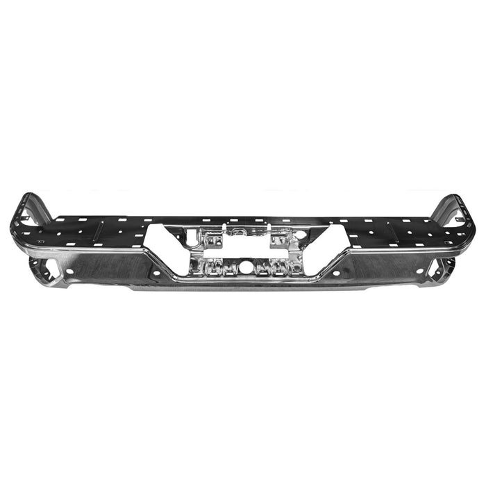 Chevrolet Silverado 1500/1500 LTD/GMC Sierra 1500/Sierra 1500 Limited Denali Rear Bumper Face Bar Dual Exh W/Blind Spot Module Chrome - GM1102577