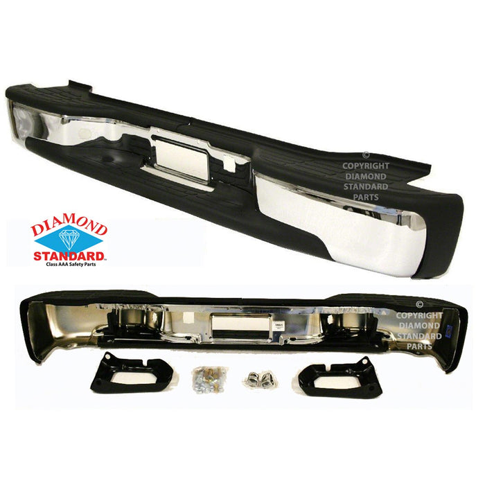 Chevrolet Suburban 1500/2500/Tahoe Base/Limited/LS/LT/GMC Yukon/Yukon XL 1500 SLE/SLT Rear Bumper Assembly Includes Pads/Brackets/Hardware/Lic. Lamp Bright - GM1103103
