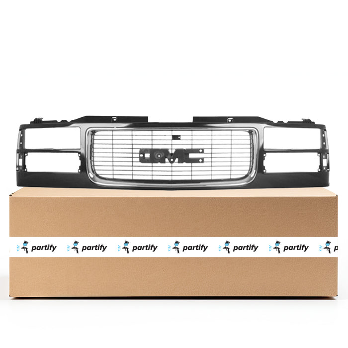 GMC C1500/C1500 Suburban/C2500/C2500 Suburban/C3500/K1500/K1500 Suburban/K2500/K2500 Suburban/K3500/Sierra 1500/Sierra 2500/Sierra 3500/Yukon Base/SL/SLE/SLT/Sport Grille W/Composite Headlamps W/O Sport Package Black W/Bright Center Assembly - GM1200392