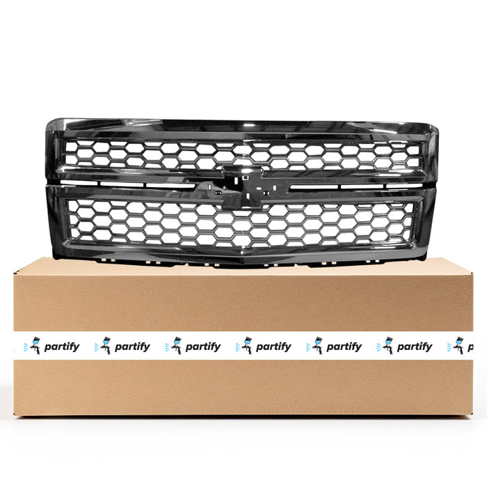 Chevrolet Silverado 1500 LS/LT/LTZ/WT CAPA Certified Grille W/Rally Pkg W/O Z71 Pkg Chrome Mesh/Chrome Surround Assembly - GM1200712C
