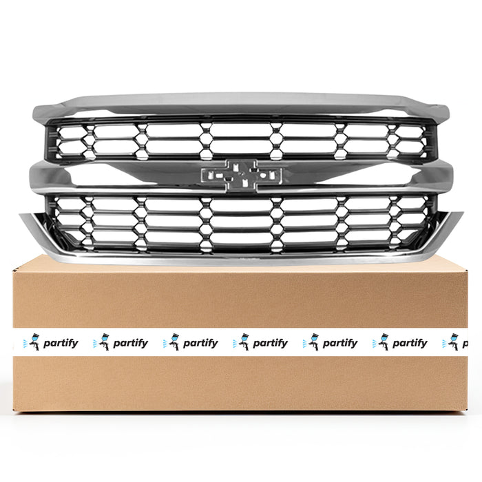Chevrolet Pickup Chevy Silverado 1500 CAPA Certified Grille Matte Dark Gray With Chrome Moulding - GM1200753C
