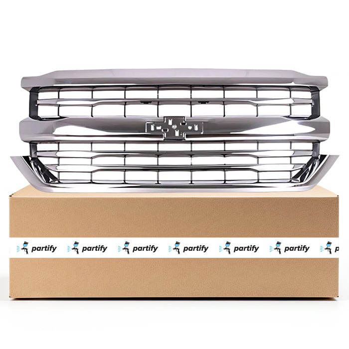 Chevrolet Pickup Chevy Silverado 1500 CAPA Certified Grille Matte Black With Chrome Moulding High-Country Model - GM1200759C
