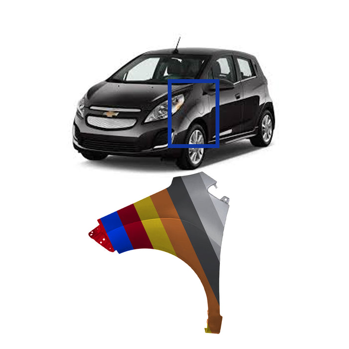 Chevrolet Spark CAPA Certified Driver Side Fender Without Side Light Hole & Without Rocker Molding Holes - GM1240377C