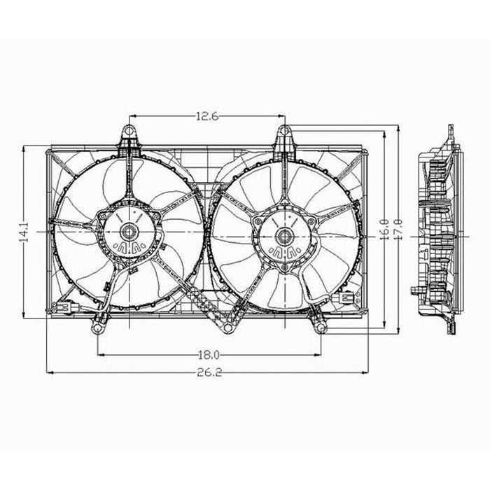 Chevrolet Prizm Engine Cooling Fan Assembly Includes Motors/Blades/Shroud W/Air Cond - GM3115127
