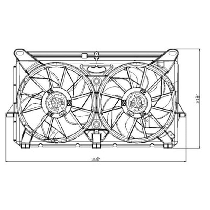 Cadillac Escalade/Escalade EXT/Chevrolet Avalanche 1500/Avalanche 2500/Silverado 1500/Suburban 1500/Suburban 2500/Tahoe/GMC Sierra 1500/Yukon XL 1500 Engine Cooling Fan Assembly Motor/Blade/Shroud Dual Fan Assembly - GM3115212