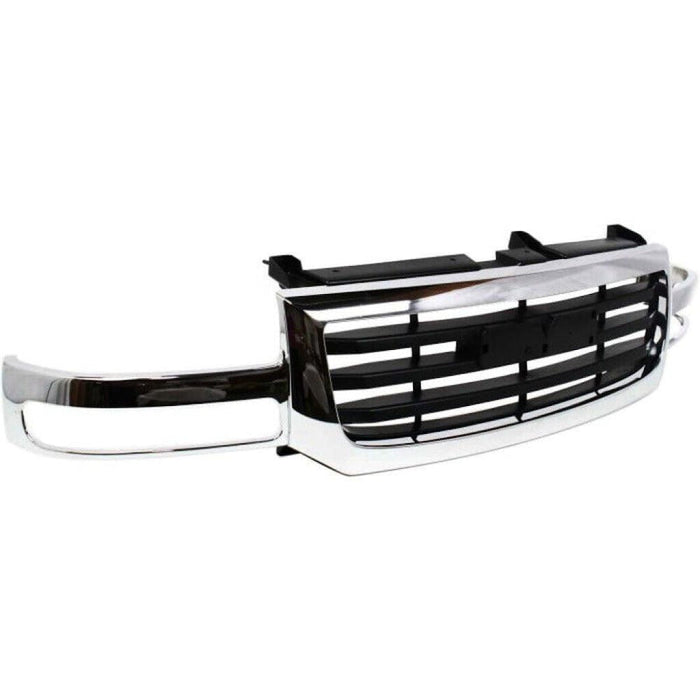 2003-2007 GMC Pickup GMC Sierra Denali Grille Chrome Black - GM1200475-Partify-Painted-Replacement-Body-Parts