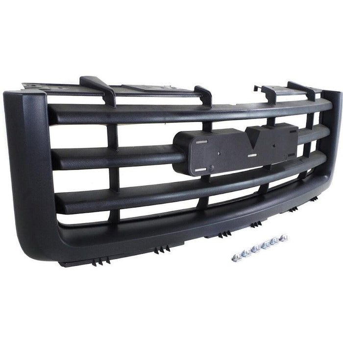 2007-2013 GMC Pickup GMC Sierra Hybrid Grille Matte Black 3 Horizontal Black Bars With Black Frame Exclude Denali - GM1200583-Partify-Painted-Replacement-Body-Parts