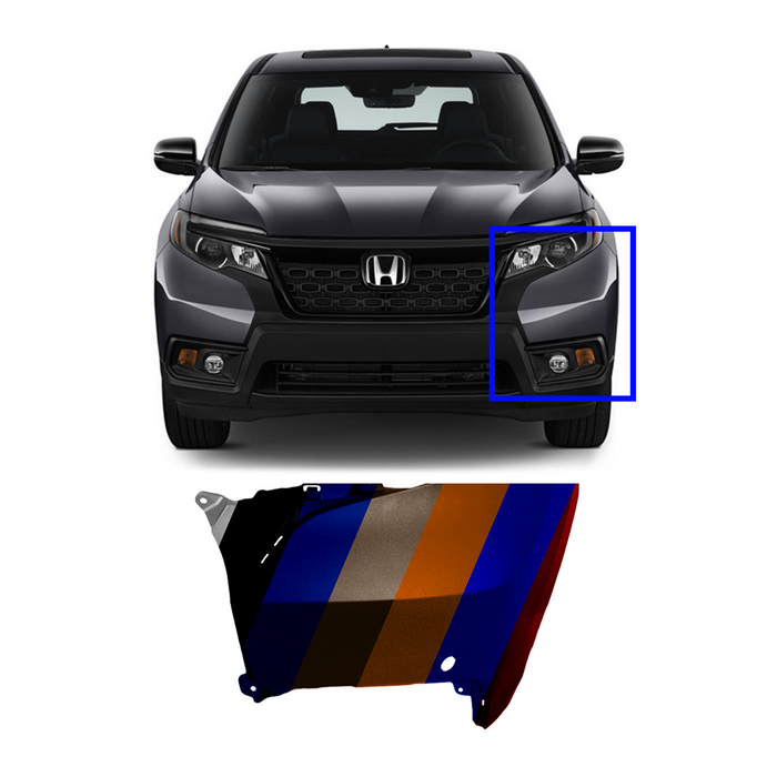 Honda Passport Driver Side CAPA Certified Front Bumper End With Sensor Hole - HO1016101C