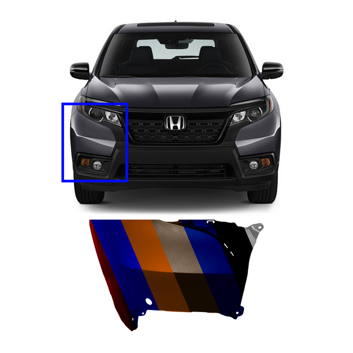 Honda Passport Passenger Side CAPA Certified Front Bumper End With Sensor Hole - HO1017101C