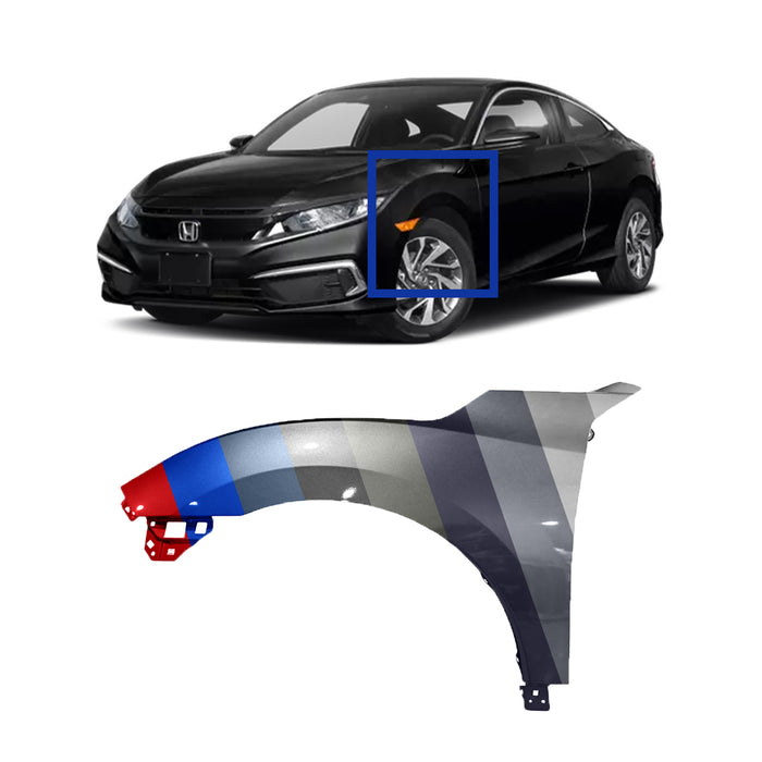 Honda Civic Sedan/Coupe Non-Si CAPA Certified Driver Side Fender - HO1240200C