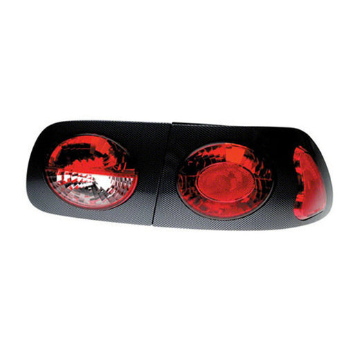 Honda Civic Tail Light Set 4 Lamps Set W/Carbon Fiber & Paintable Removable Bezels 2 Door Hatchback - HO2811195