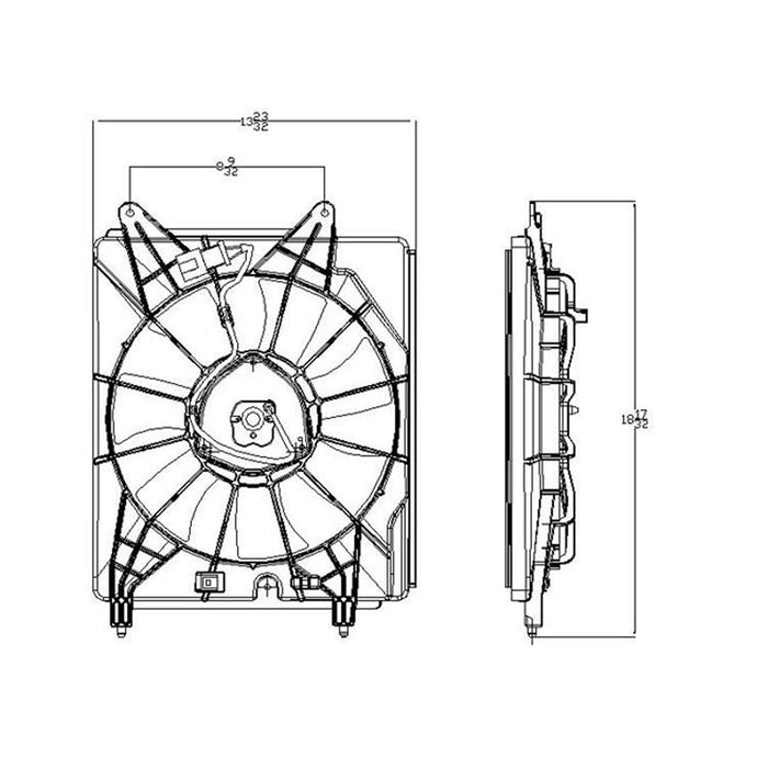 Honda Element A/C Condenser Fan Assembly Motor/Blade/Shroud Assembly - HO3113125