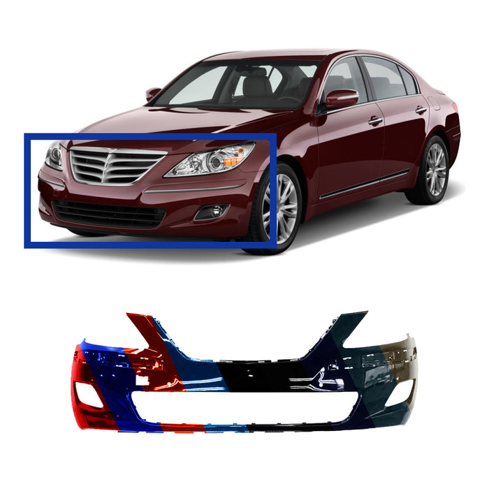 Hyundai Genesis Sedan CAPA Certified Front Bumper Without Sensor Holes - HY1000177C