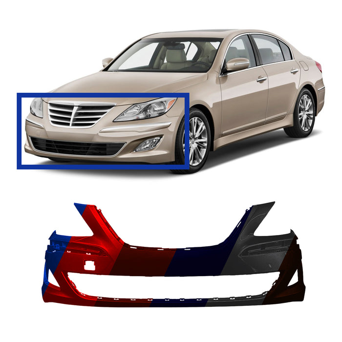 Hyundai Genesis Sedan CAPA Certified Front Bumper Without Sensor Holes - HY1000190C