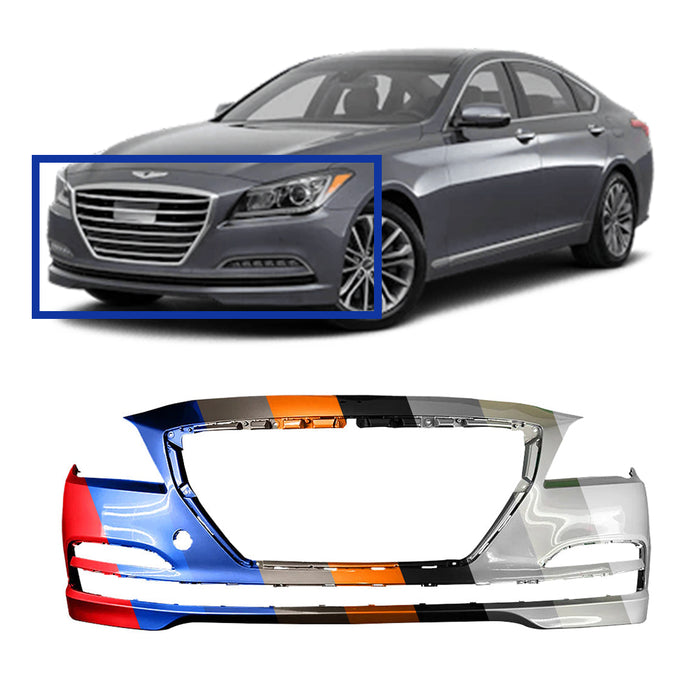 Hyundai Genesis Sedan/Genesis G80 Front Bumper Without Sensor Holes & Without Headlight Washer Holes - HY1000206