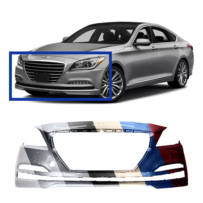 Hyundai Genesis Sedan/G80 Front Bumper With Sensor Holes & Without Headlight Washer Holes - HY1000209