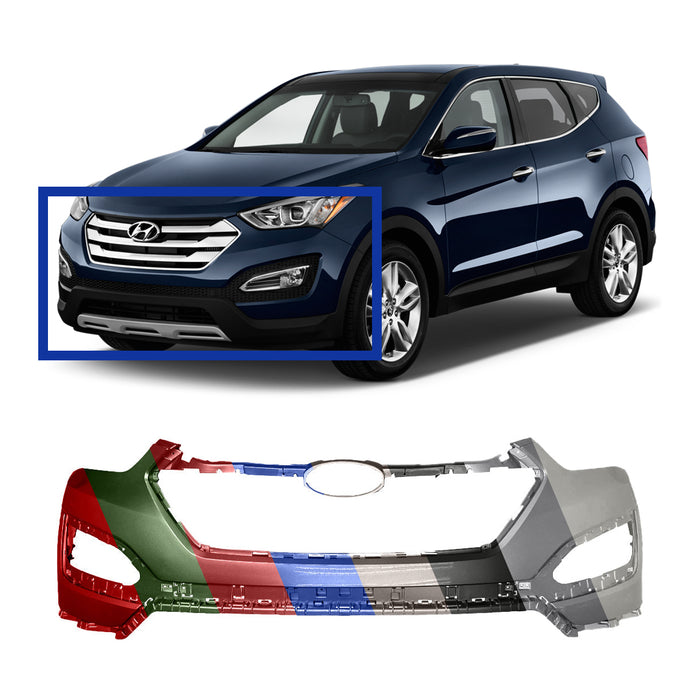 Hyundai Santa Fe Sport CAPA Certified Front Upper Bumper Without Sensor Holes - HY1014100C