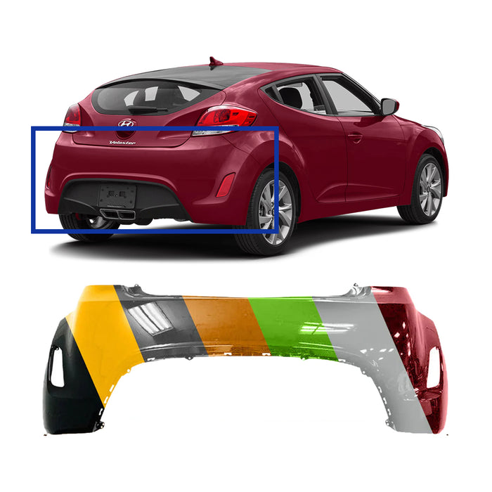 Hyundai Veloster Non-Turbo CAPA Certified Rear Bumper Without Sensor Holes - HY1100186C