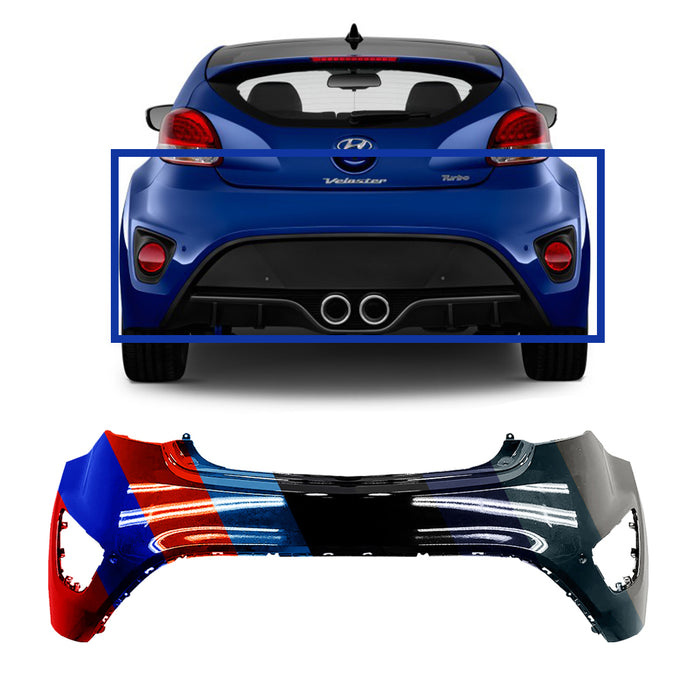 Hyundai Veloster Turbo Rear Bumper With Sensor Holes - HY1100194