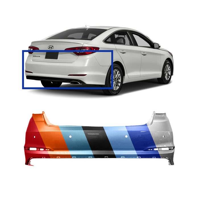 Hyundai Sonata Non-Hybrid CAPA Certified Rear Bumper With Sensor Holes - HY1100206C