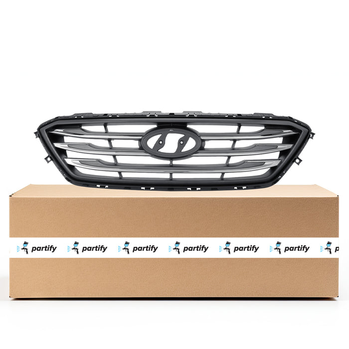 Hyundai Sonata Grille With Chrome Black Molding 3 Bars Without Auto Cruise Painted Silver Gray Sport - HY1200182