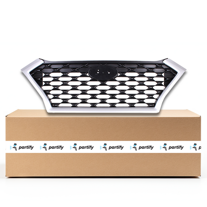 Hyundai Tucson OEM Grille Painted Black With Silver Frame Without Camera - 86350D3500