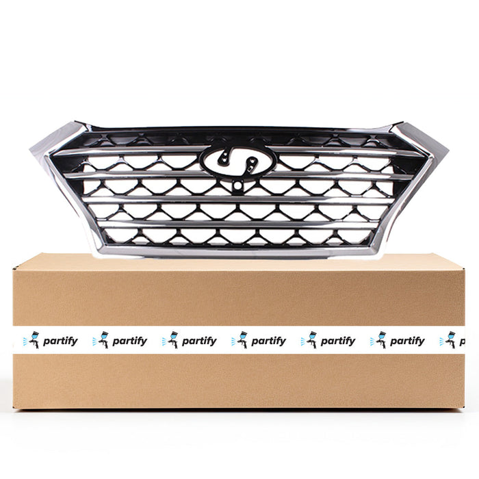 Hyundai Tucson CAPA Certified Grille W/Front View Camera Chrome Trim Assembly - HY1200234C