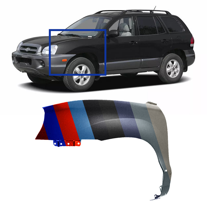 Hyundai Santa Fe GLS/Limited/LX CAPA Certified Driver Side Fender With Molding Holes - HY1240119C