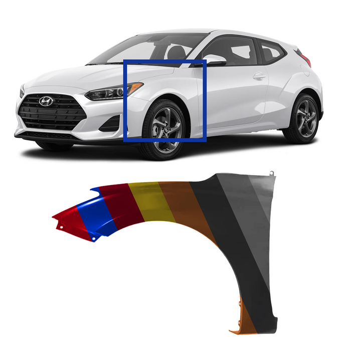 Hyundai Veloster CAPA Certified Driver Side Fender Without Turbo & Without Moulding - HY1240174C