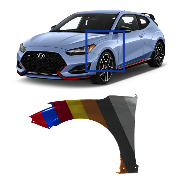 Hyundai Veloster Turbo Driver Side Fender Without Turbo & Without Moulding - HY1240175