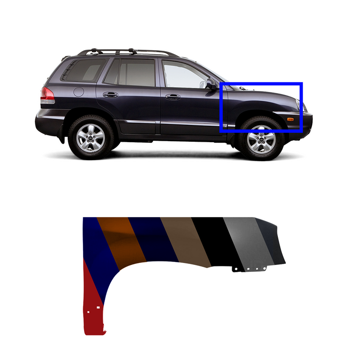 Hyundai Santa Fe GLS/Limited/LX CAPA Certified Passenger Side Fender With Molding Holes - HY1241119C